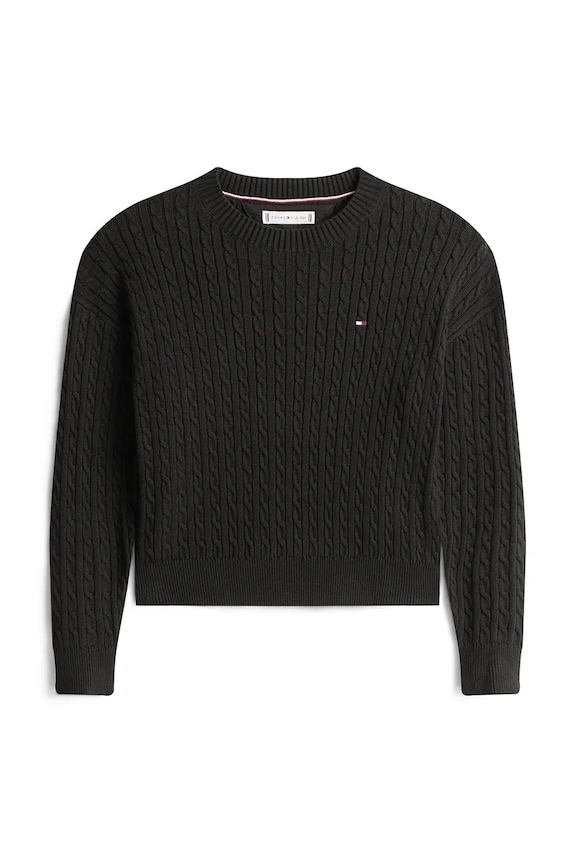 Детски памучен пуловер Tommy Hilfiger KG0KG08848.116.122.PPY2 черен SS26
