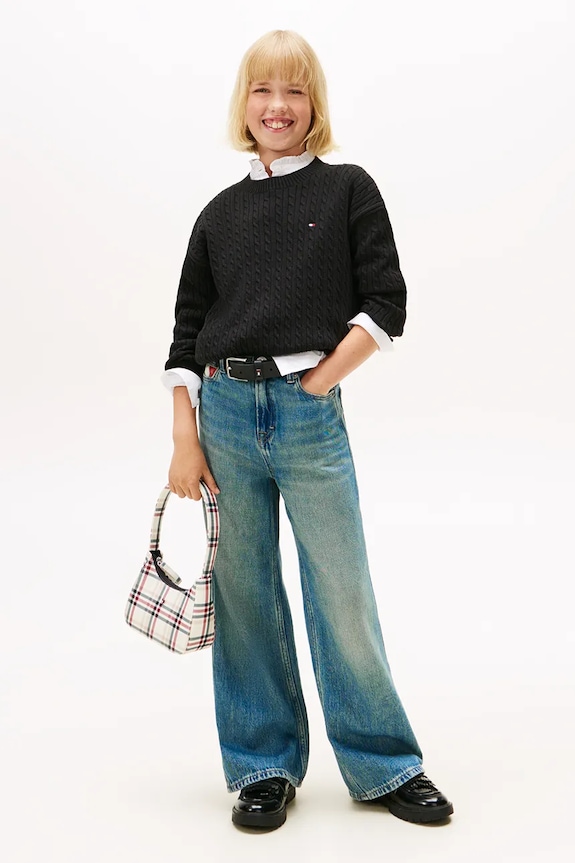 Детски памучен пуловер Tommy Hilfiger черен KG0KG08848.116.122.PPY2