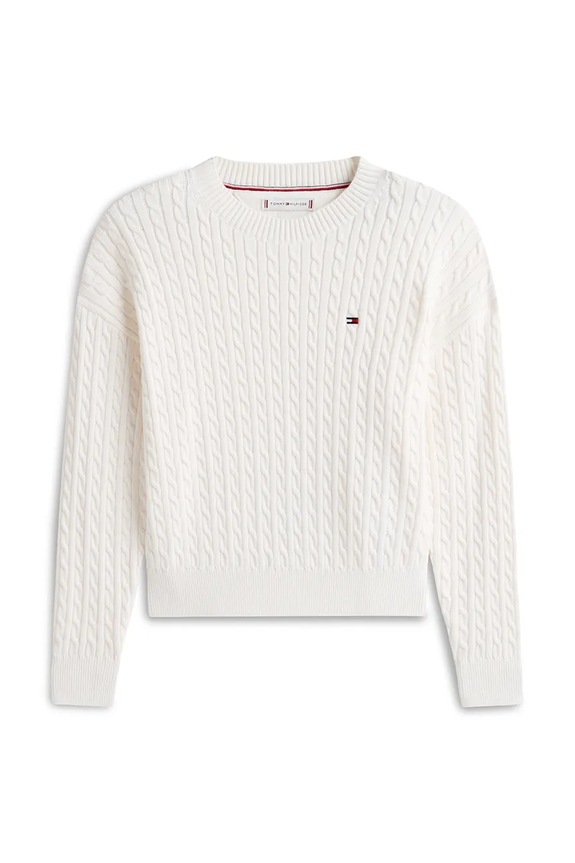 Detský bavlnený sveter Tommy Hilfiger KG0KG08848.128.176.PPY2 béžová SS26
