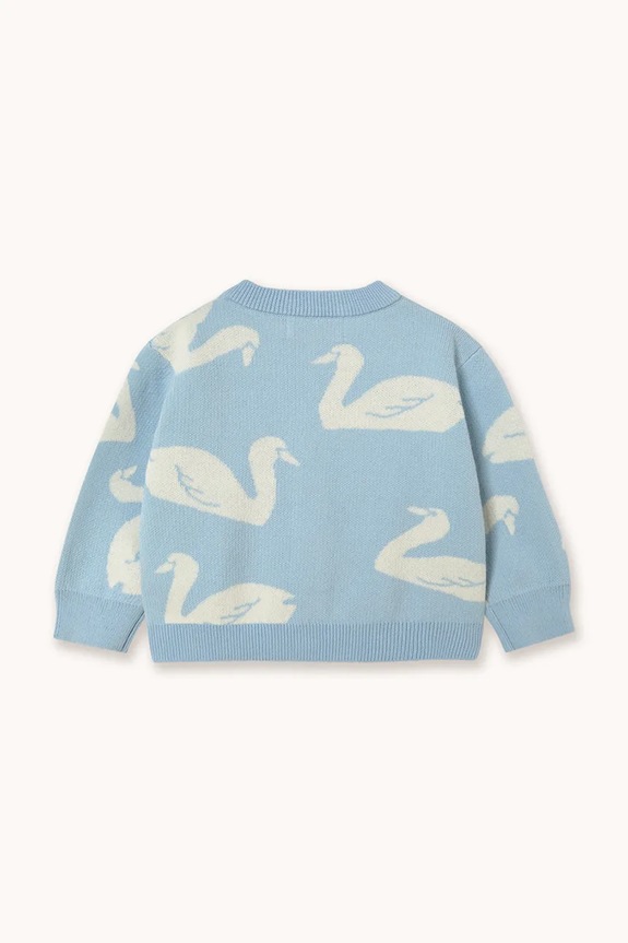 Tinycottons baba pamut kardigán BIG SWANS BABY CARDIGAN SS26.383 kék SS26