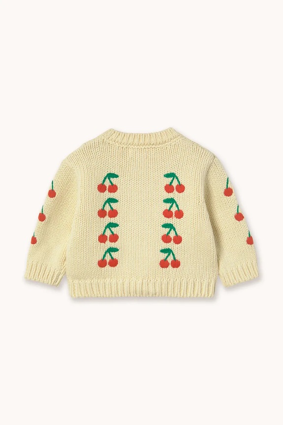Tinycottons baba pamut kardigán MINI CHERRIES KNITTED BABY CARDIGAN SS26.389 sárga SS26