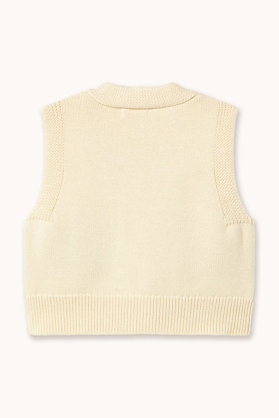 Lány Tinycottons gyerek pamut mellény FLOWERS KNITTED VEST SS26.405 bézs
