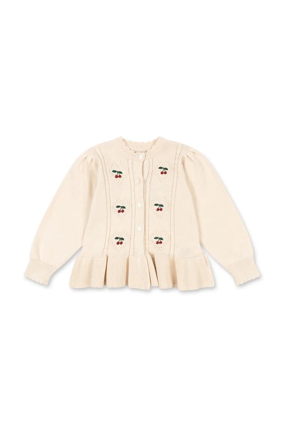 Konges Sløjd cardigan din bumbac pentru copii SOLEIL CARDIGAN GOTS model fin bej KS105083.PPY2