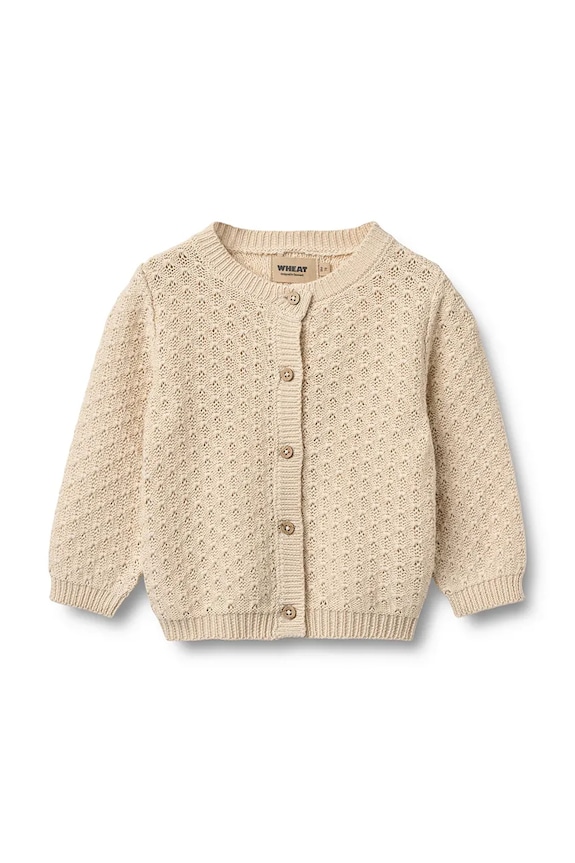 Wheat cardigan din bumbac pentru bebeluși uni bej 4534.560.GOTS