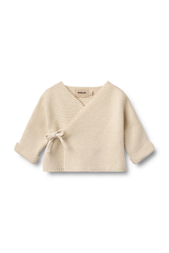 Wheat cardigan din bumbac pentru bebeluși uni bej 6585.560.GOTS