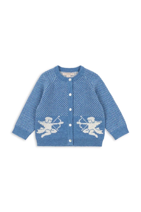 Detský kardigan s prímesou vlny Konges Sløjd BELOU KNIT CARDIGAN KS104225.PreSpring modrá SS26