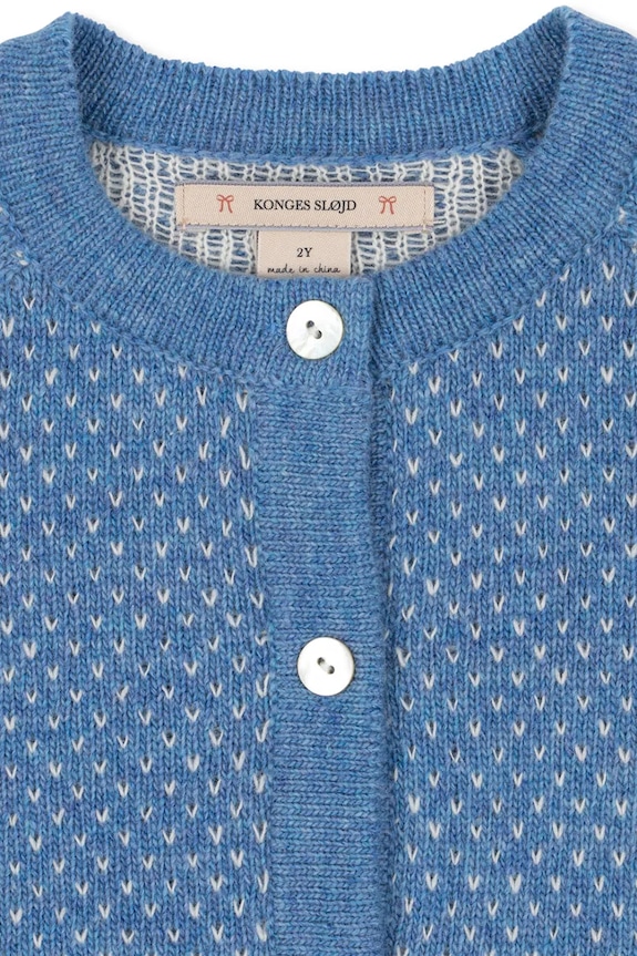 Detský kardigan s prímesou vlny Konges Sløjd BELOU KNIT CARDIGAN modrá KS104225.PreSpring