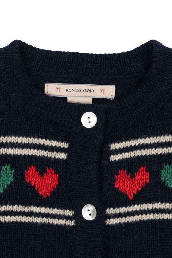 Detský kardigan s prímesou vlny Konges Sløjd BELOU KNIT CARDIGAN tmavomodrá KS104225.PreSpring