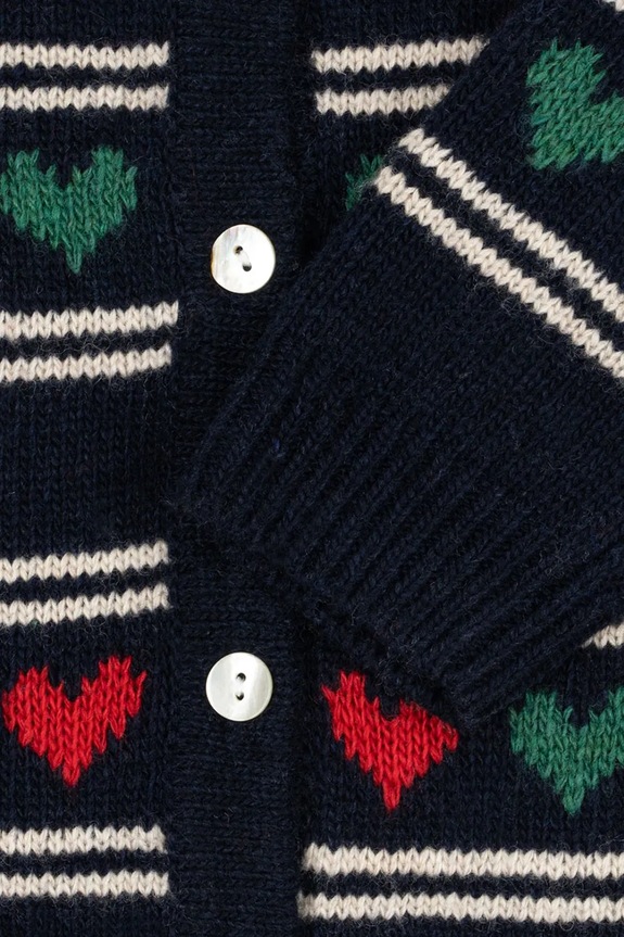 Detský kardigan s prímesou vlny Konges Sløjd BELOU KNIT CARDIGAN KS104225.PreSpring tmavomodrá