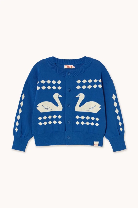 Tinycottons cardigan din bumbac pentru copii SWANS DIAMONDS CARDIGAN SS26.386 albastru SS26