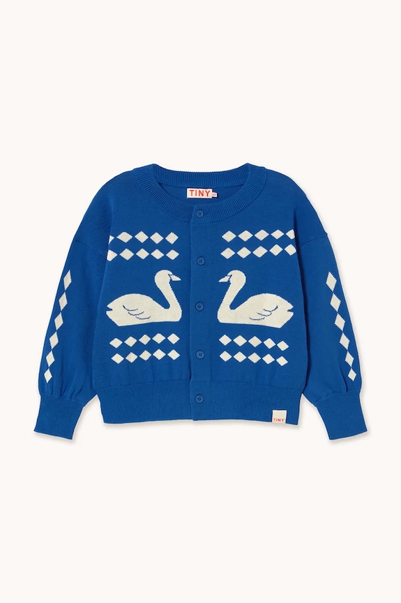 Tinycottons cardigan din bumbac pentru copii SWANS DIAMONDS CARDIGAN SS26.386 albastru SS26
