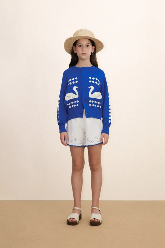 Tinycottons cardigan din bumbac pentru copii SWANS DIAMONDS CARDIGAN SS26.386