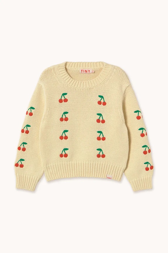 Παιδικό βαμβακερό πουλόβερ Tinycottons MINI CHERRIES SWEATER SS26.387 κίτρινο SS26