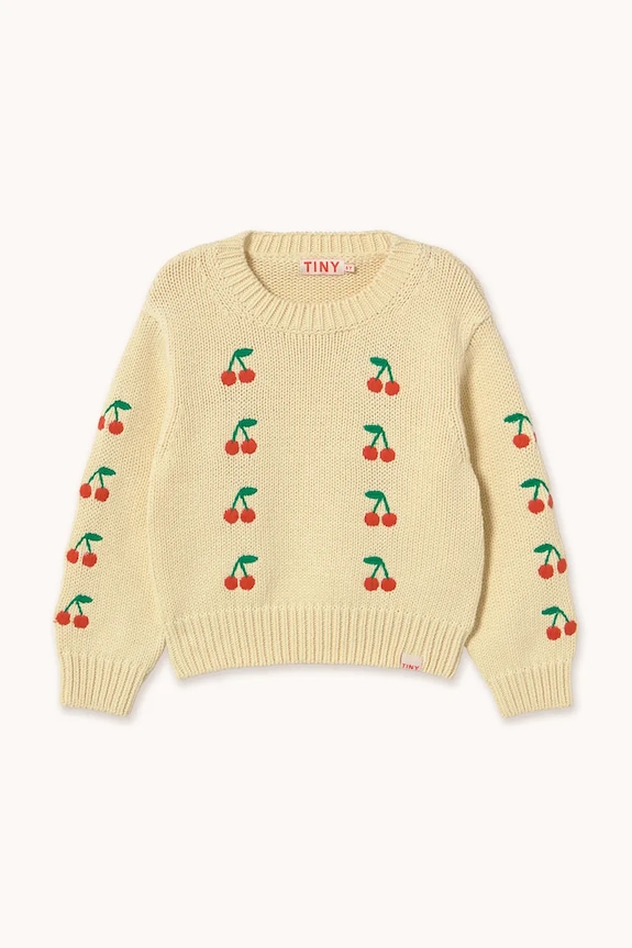 Παιδικό βαμβακερό πουλόβερ Tinycottons MINI CHERRIES SWEATER SS26.387 κίτρινο SS26