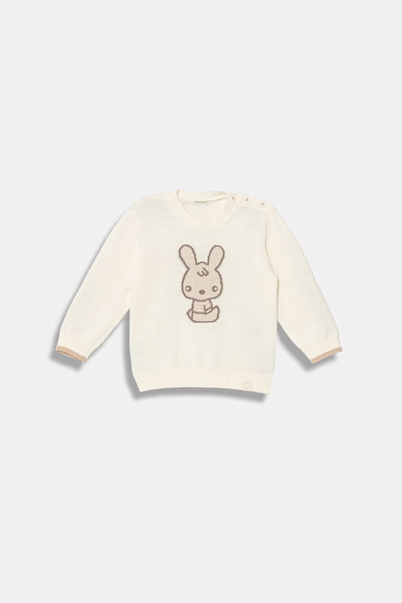 United Colors of Benetton pulover pentru copii, din bumbac bej 120YB101L.W.Stagionale