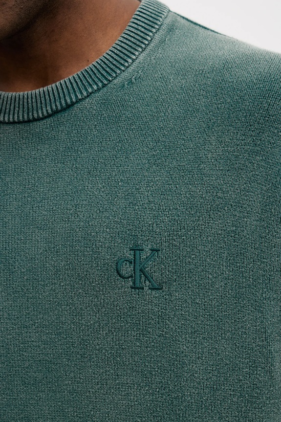 Βαμβακερό πουλόβερ Calvin Klein Jeans LV04RE300G πράσινο