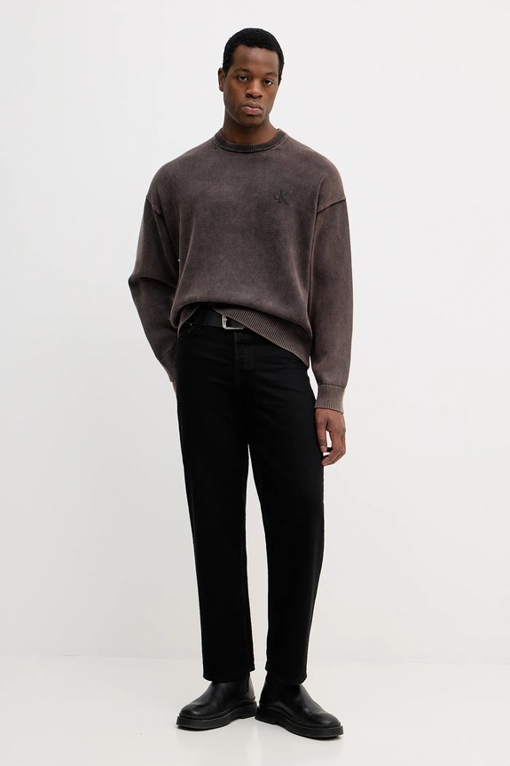 Βαμβακερό πουλόβερ Calvin Klein Jeans LV04RE300G καφέ SS26