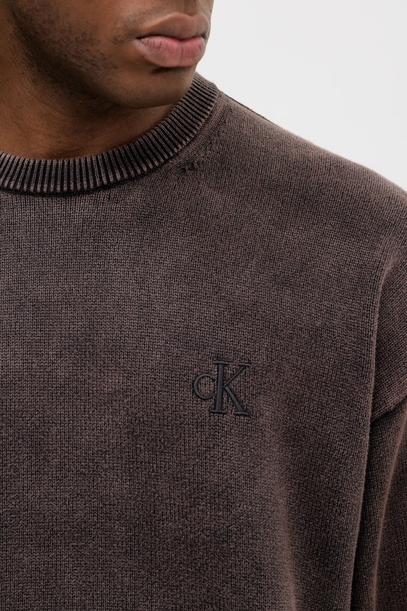 Βαμβακερό πουλόβερ Calvin Klein Jeans LV04RE300G καφέ