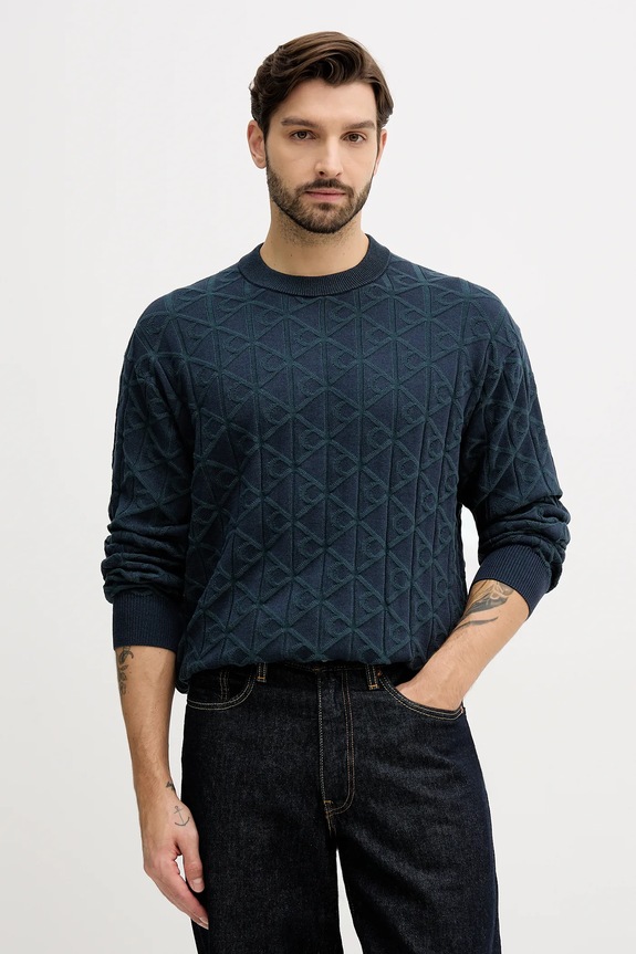 Bavlněný svetr Calvin Klein Jeans kulatý námořnická modř LV04RE301G