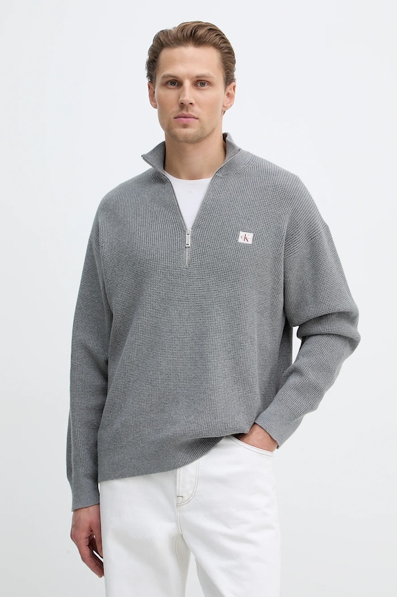 Βαμβακερό πουλόβερ Calvin Klein Jeans βαμβάκι γκρί LV04RE308G