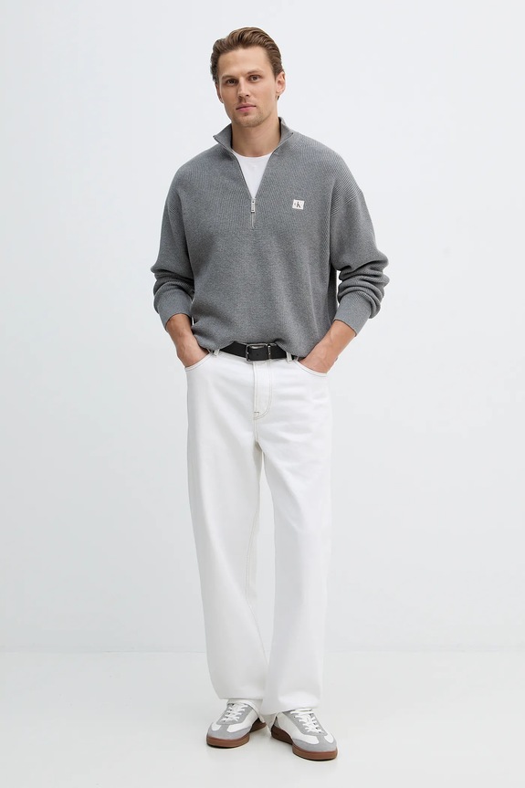 Βαμβακερό πουλόβερ Calvin Klein Jeans LV04RE308G γκρί SS26