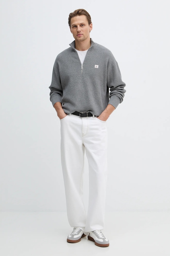 Βαμβακερό πουλόβερ Calvin Klein Jeans LV04RE308G γκρί SS26
