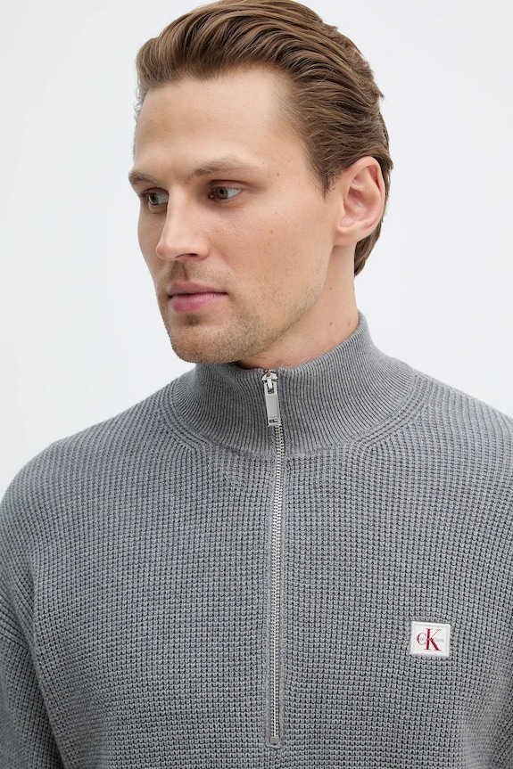Βαμβακερό πουλόβερ Calvin Klein Jeans γκρί LV04RE308G