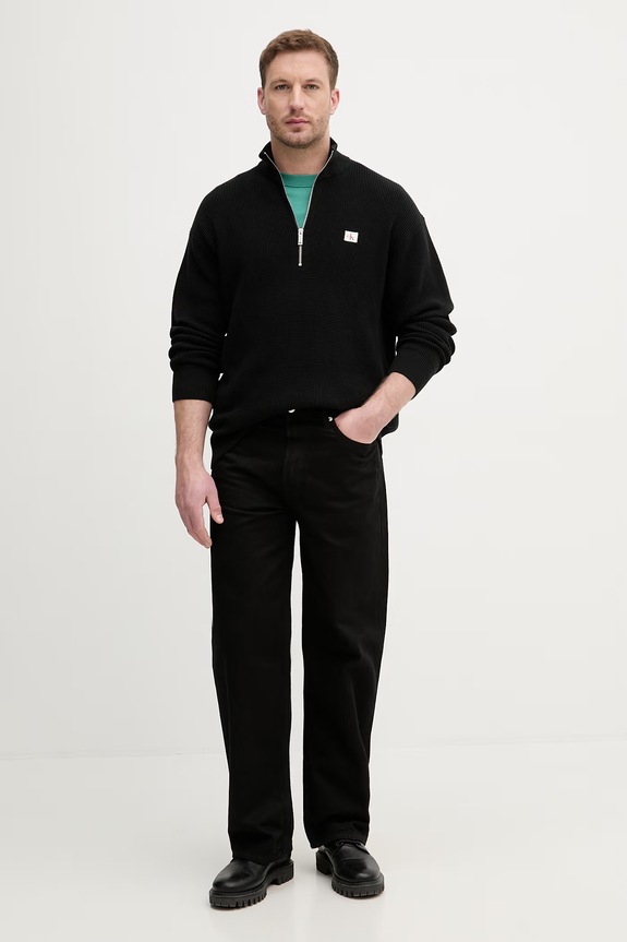 Bavlnený sveter Calvin Klein Jeans LV04RE308G čierna SS26