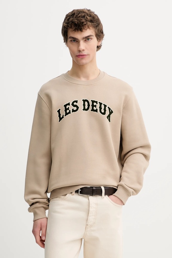 Les Deux bluza bawełniana Brady nadruk beżowy 1001005
