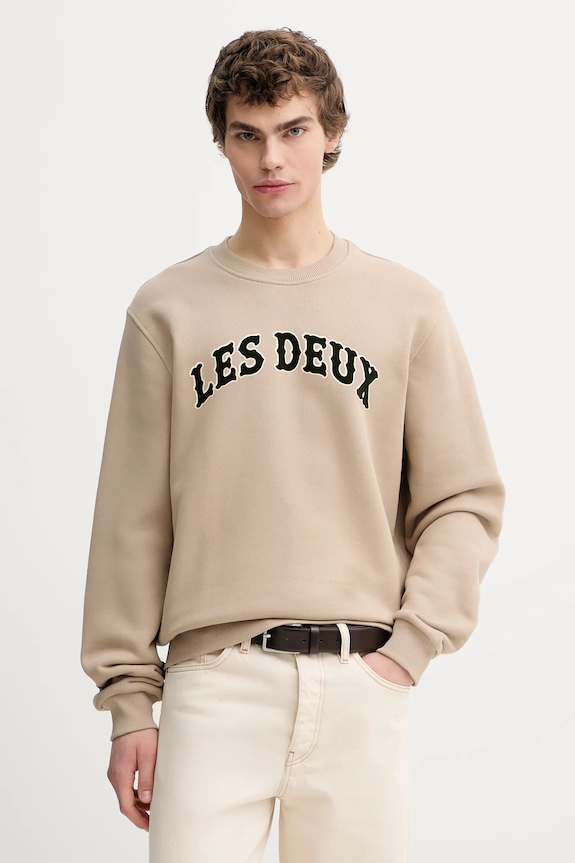 Les Deux bluza bawełniana Brady nadruk beżowy 1001005