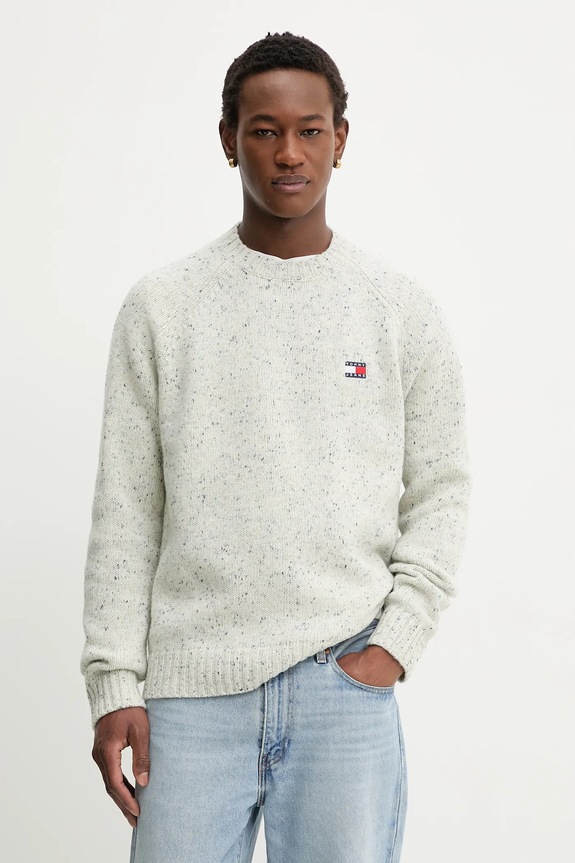 Pulover z dodatkom volne Tommy Jeans Debela bež DM0DM22353