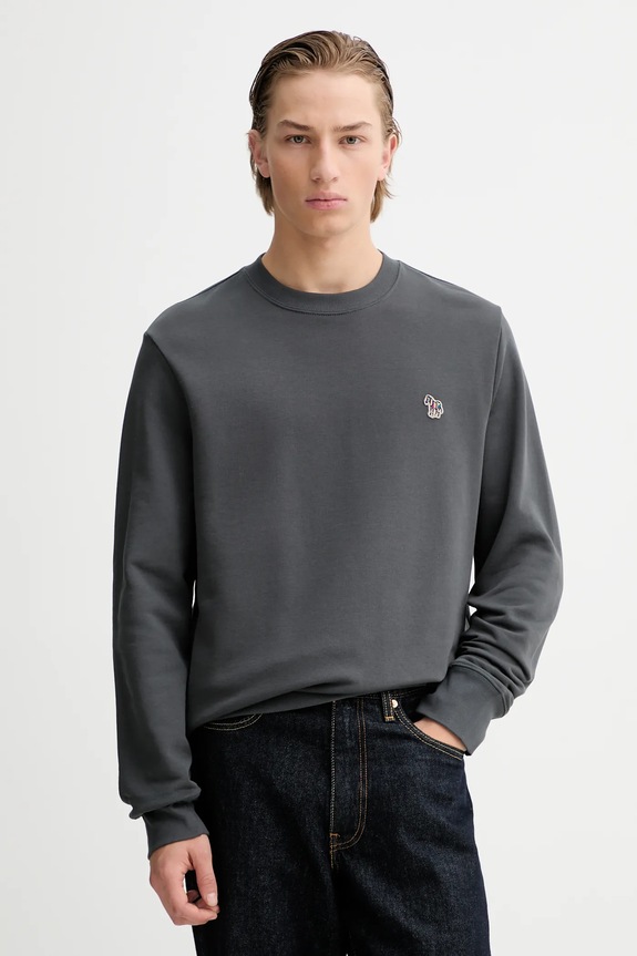 Bavlněná mikina PS Paul Smith nášivka šedá M2R.027RZ.V21116