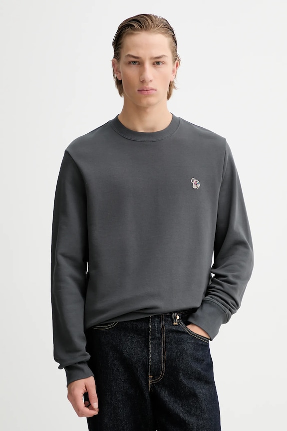 Bavlněná mikina PS Paul Smith nášivka šedá M2R.027RZ.V21116