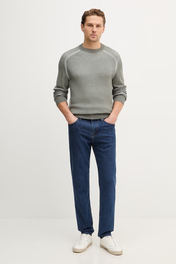 BOSS Orange sweter z dodatkiem wełny Akajer 50555872 szary SS26