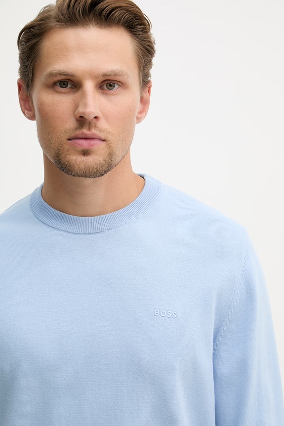 BOSS sweter męski bawełniany Upacas-L niebieski 50556344