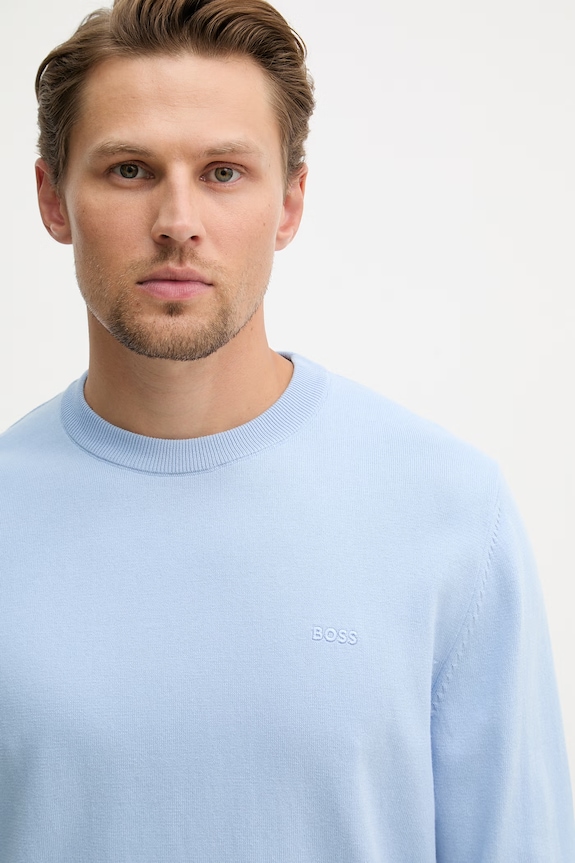 BOSS sweter męski bawełniany Upacas-L niebieski 50556344