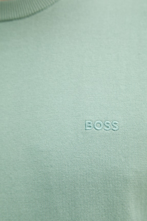 Βαμβακερό πουλόβερ BOSS Upacas-L 50556344 πράσινο