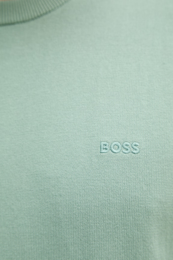 Βαμβακερό πουλόβερ BOSS Upacas-L 50556344 πράσινο