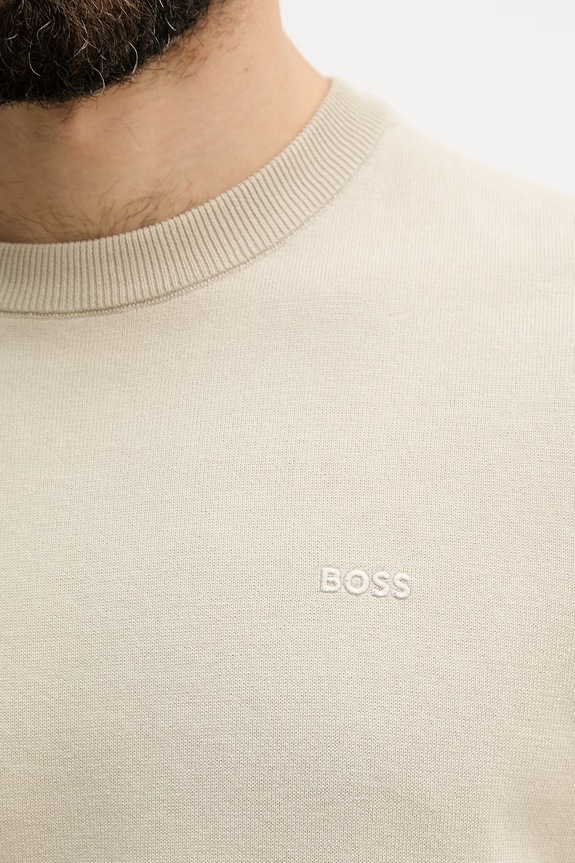 BOSS свитер для мужчин из хлопка Upacas-L 50556344 бежевый