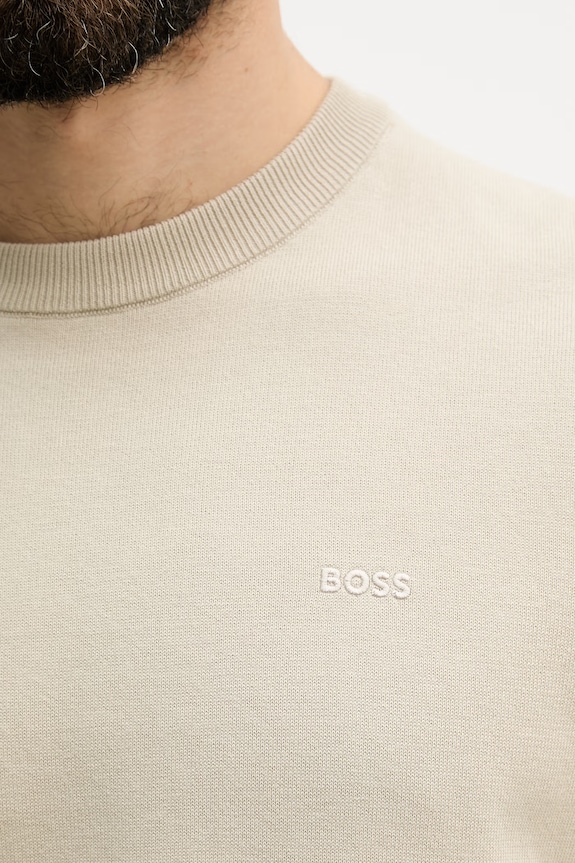 BOSS свитер для мужчин из хлопка Upacas-L 50556344 бежевый