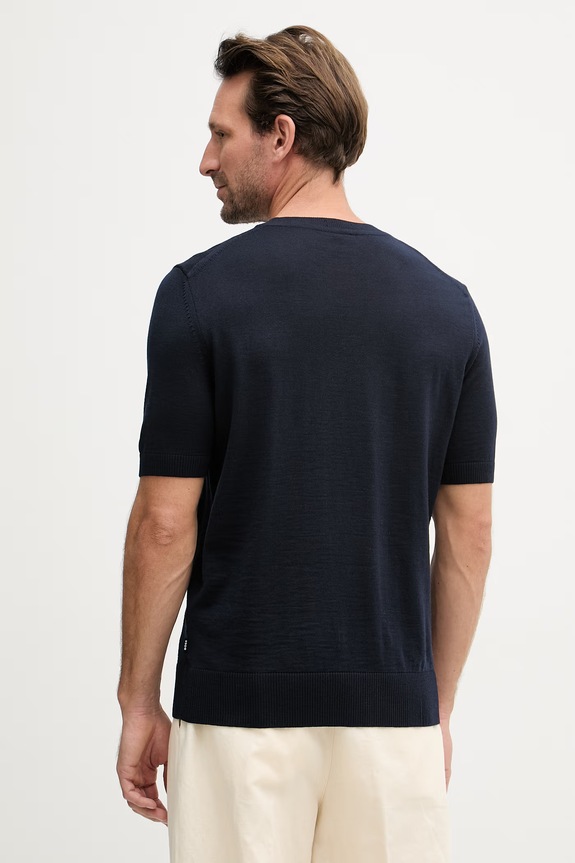 Ρούχα BOSS t-shirt ανδρικό μάλλινο H-Umauro 50560476 σκούρο μπλε