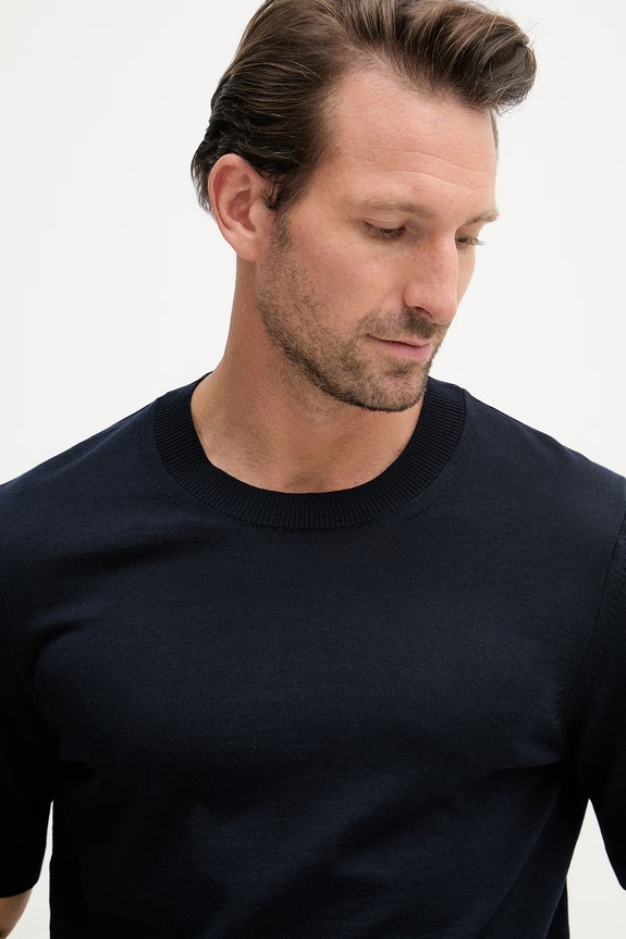 BOSS t-shirt ανδρικό μάλλινο H-Umauro σκούρο μπλε 50560476