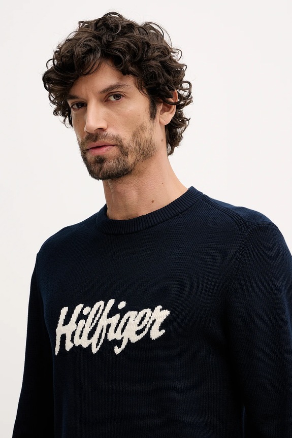 Bavlnený sveter Tommy Hilfiger tmavomodrá MW0MW41647