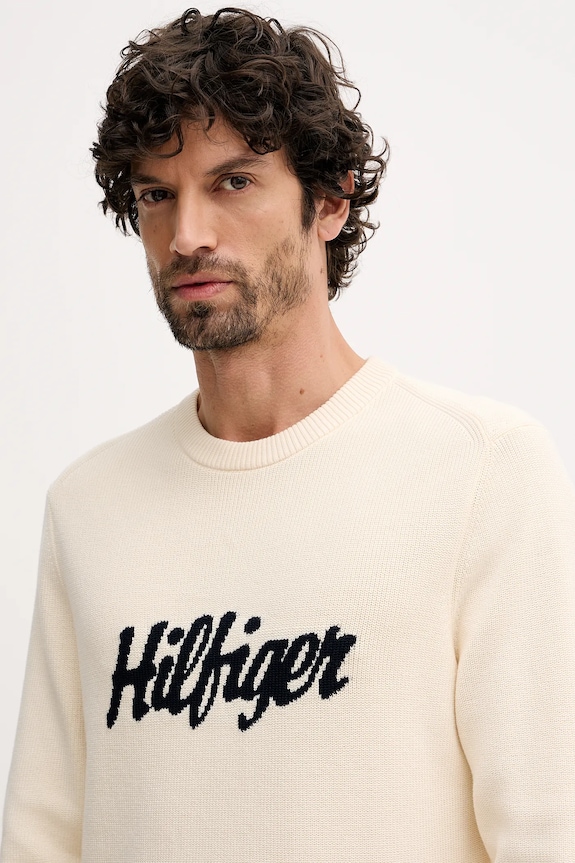 Bavlnený sveter Tommy Hilfiger béžová MW0MW41647