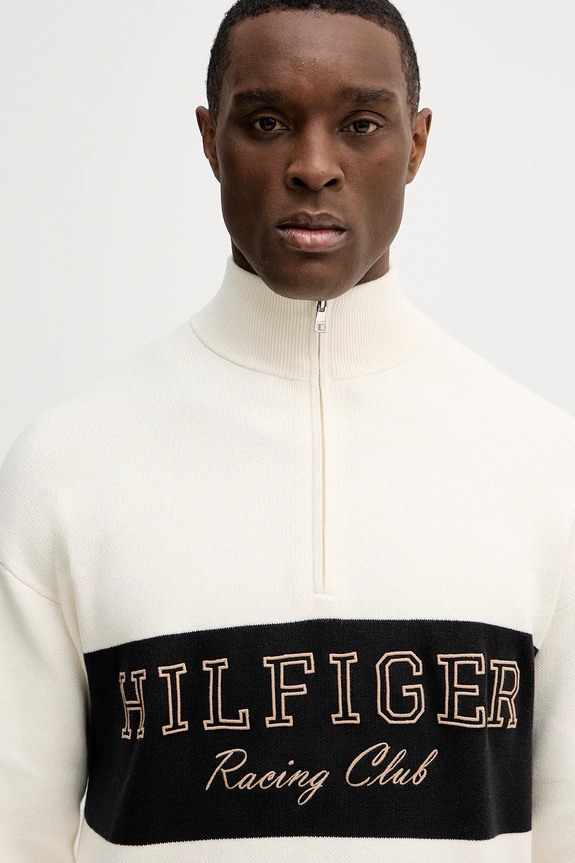 Tommy Hilfiger pamut pulóver bézs MW0MW41948