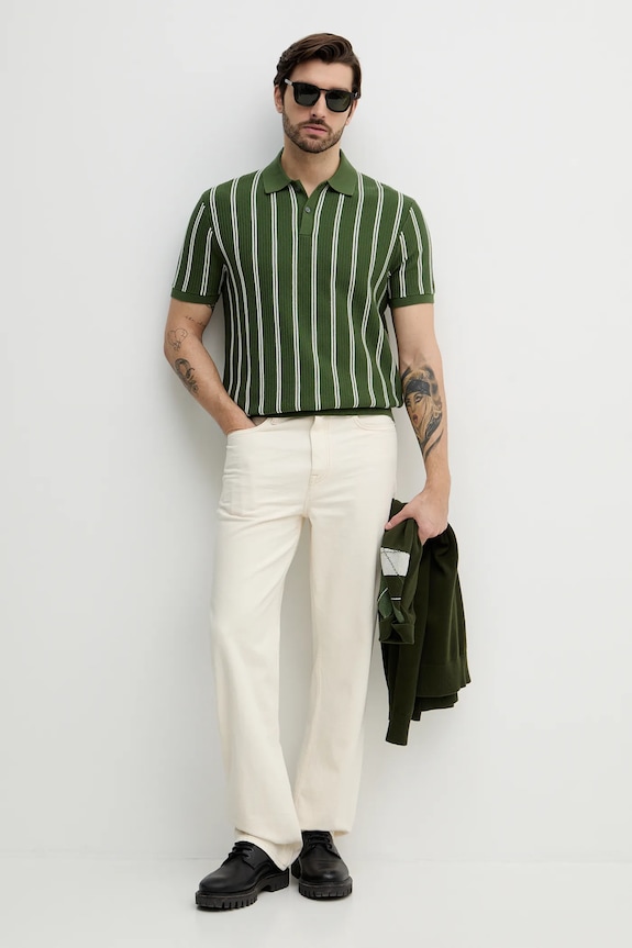 Tommy Hilfiger polo de bumbac MW0MW41949 verde SS26