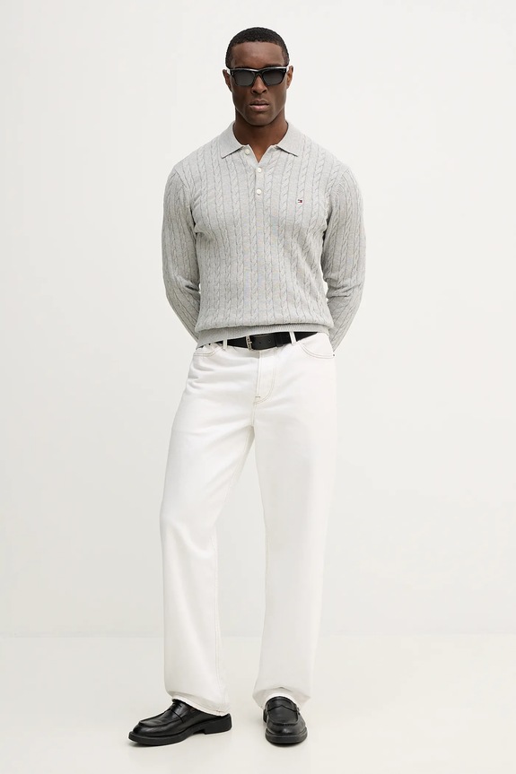 Tommy Hilfiger pamut pulóver MW0MW41955 szürke SS26
