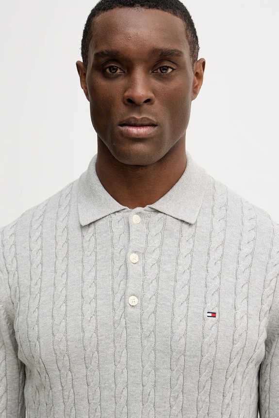 Tommy Hilfiger pamut pulóver szürke MW0MW41955