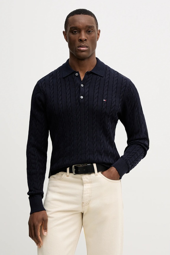 Tommy Hilfiger sweter bawełniany bawełna granatowy MW0MW41955