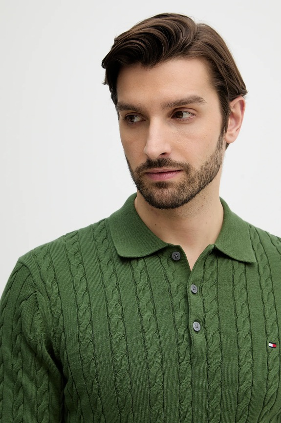 Tommy Hilfiger pulover de bumbac verde MW0MW41955